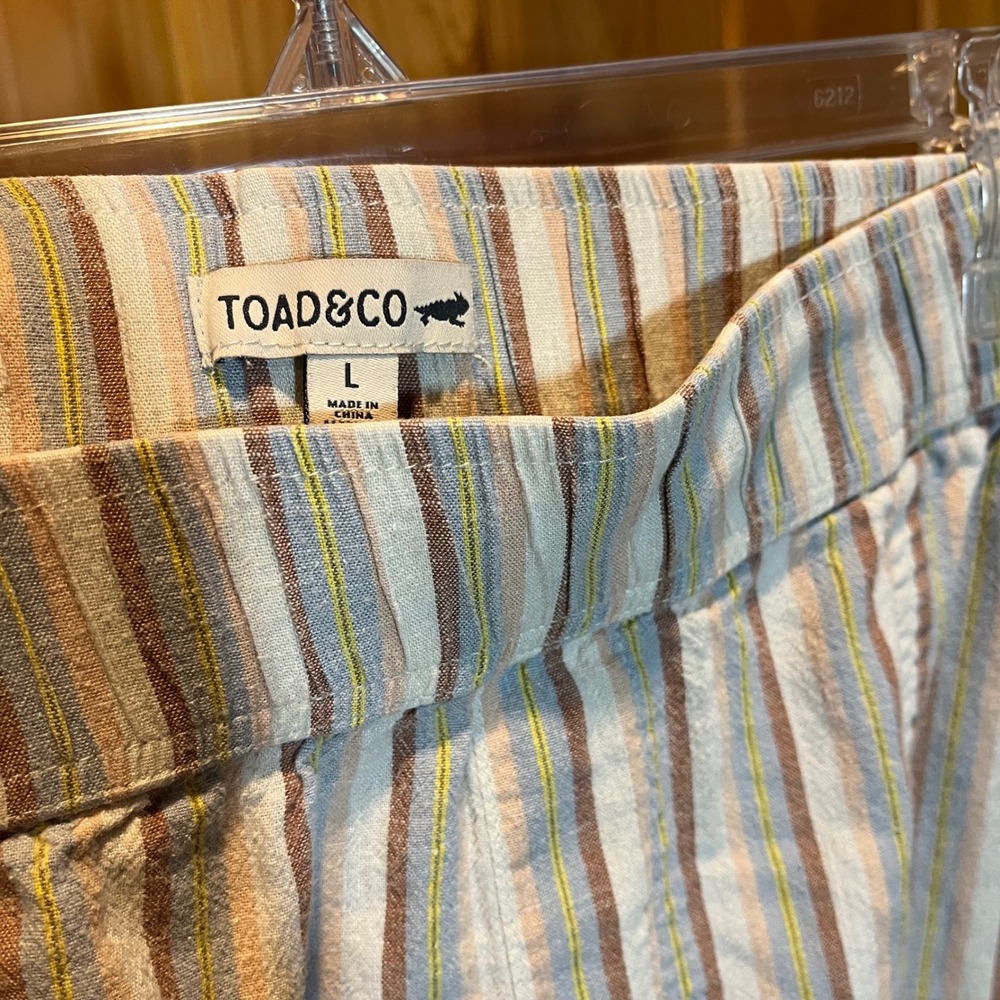 Toad & Co Pants Taj Hemp Stripe Wide Leg Pull On Large Casual Flowy Summer - Picture 7 of 7